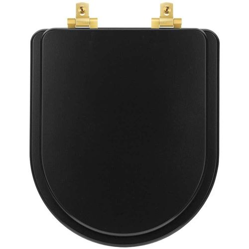 Assento Sanitário Mdf Soft Close Smart Onix (Preto Fosco) Para Vaso Celite Com Ferragem Dourada
