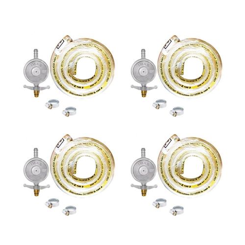 4 Kit Gás Bp 1kg Completo (válvula, Mangueira 1,25m E 2 Abraçadeiras) - Imar
