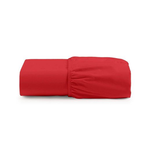 Lençol Casal Cintilante Percal 180 Fios 100% Algodão Com Elástico - Vermelho