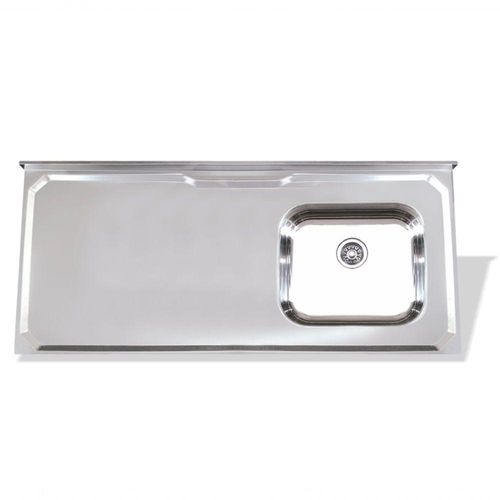 Pia De Inox 1,60 X 0,53 Lisa Com Cuba Deslocada Para Esquerda