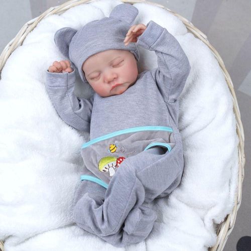 Bebe Reborn Real Corpo Vinyl - 49 Cm Alta Qualidade Color Gray Clothes