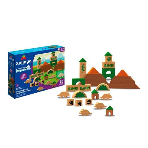 Brincando De Engenheiro Dinossauros 70 Peças Xalingo