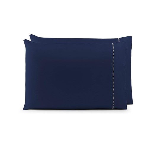 Par De Fronhas 70cm X 50cm 2 Peças Laura Toque Percal 200 Fios 100% Poliéster - Azul Marinho