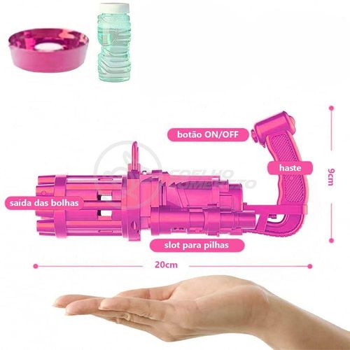 Máquina Elétrica Lança Bolhas Sabão Infantil Rosa