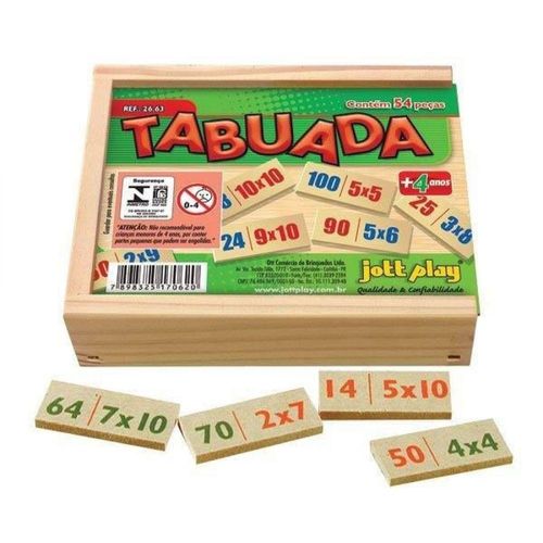 Tabuada Em Mdf 54 Peças Cx De Madeira