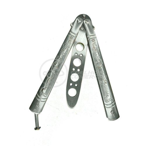 Knife Silver Butterfly Prata Borboleta Dobrável De Aço