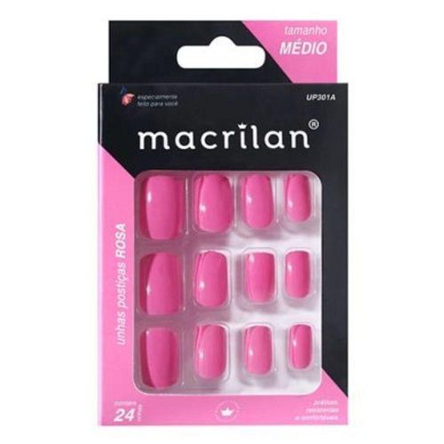 Macrilan Unhas Postiças Tamanho Médio Rosa Up301A (24 Unidades)