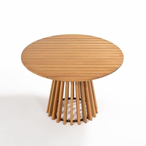 Mesa de Jantar Maya 6 Lugares Redonda Ripada MDF Amêndoa Espaço Casa & Jardim