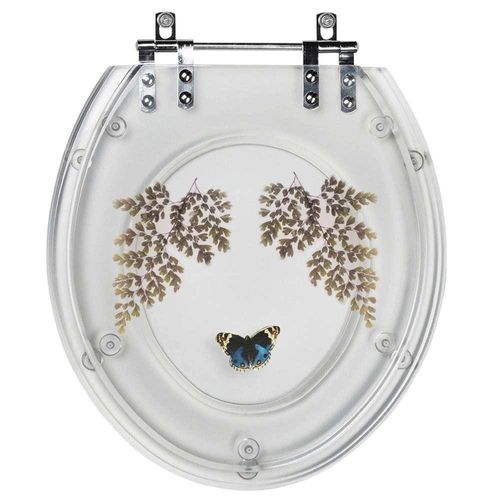 Tampa De Vaso Oval Transparente Avenca Borboleta Acrilico