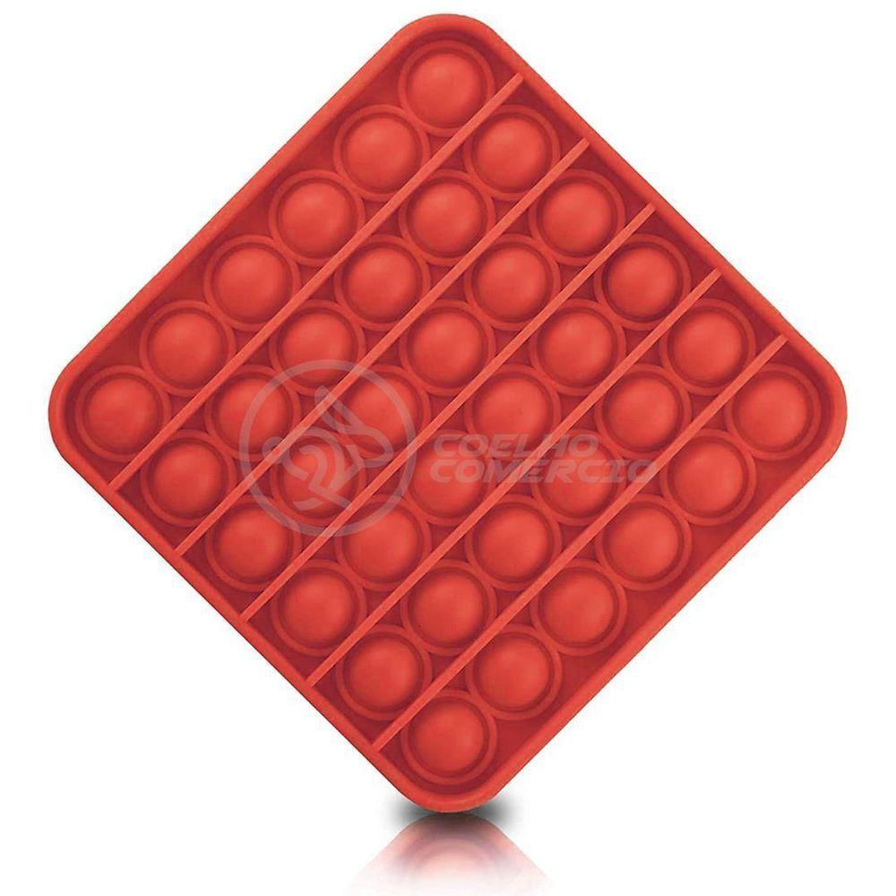 Pop It Quadrado Fidget Toy Silicone Anti Stress Vermelho Nº1