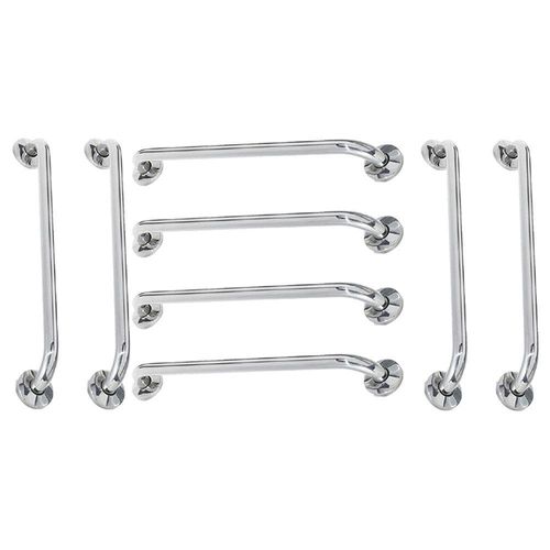 Alça Apoio 60cm Barra Inox Kit 8 Unidades Banheiro Idoso Acessibilidade Suporte Box Corrimao