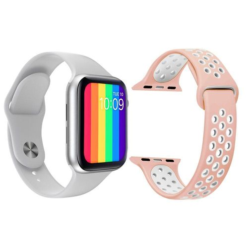 Kit 1 Smartwatch Iwo12 Branco + 1 Pulseira Extra Sport Rosa