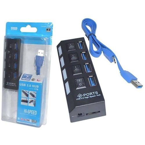 Hub Usb 3.0 com 4 Portas High Speed 5 Gbps com Teclas On/off Suporta Hd até 1tb