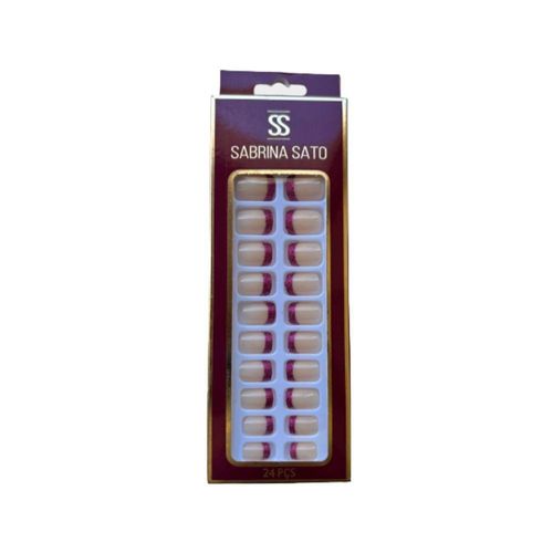 Sabrina Sato Unhas Postiças Autocolantes - Francesinha De Glitter Pink Ss2370-2 Com 24 Peças