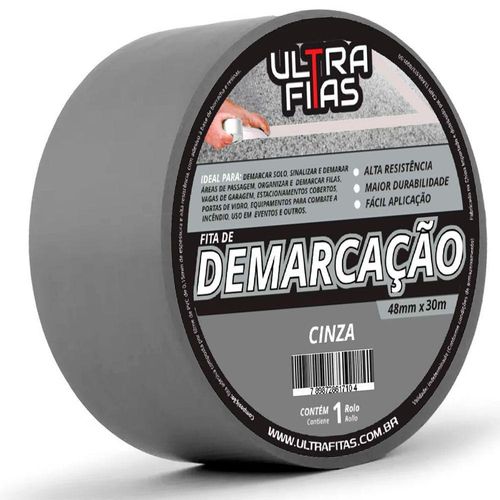 Fita De Demarcação Pvc 30 Metros Sinalização Cores Variedade Cinza