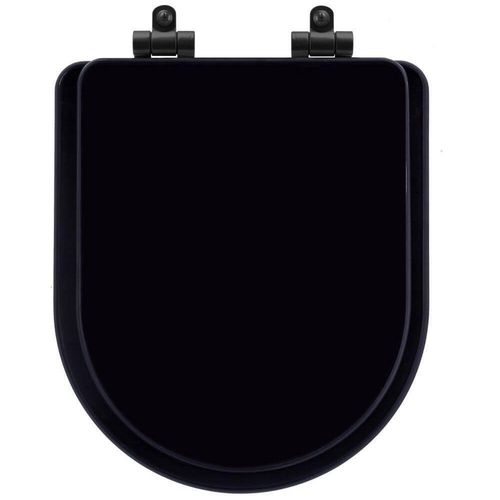 Tampa De Vaso Poliéster Com Amortecedor Duna Preto Para Bacia Deca Com Ferragem Preta