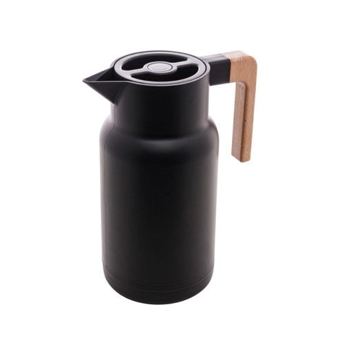 Garrafa Térmica Organic 1 L Em Plástico Preto Com Ampola De Vidro Lyor