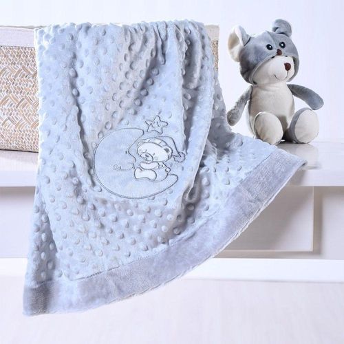Manta Bebê Camada Dupla De Plush 100X75 Com Bordado