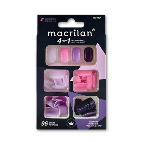 Macrilan Kit Unhas Médias 4 Cores C-96 Unidades Uk102
