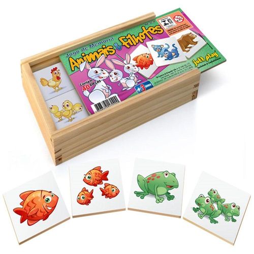 Jogo de Memória Animais e Seus Filhotes 40 Peças Jottplay