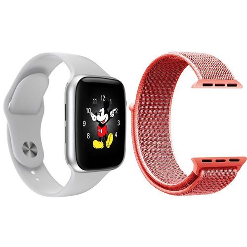 Kit 1 Smartwatch Ld5 Branco + 1 Pulseira Extra Rosa Shock