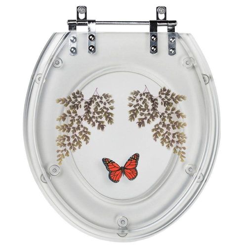 Tampa De Vaso Acrílico Transparente Com Borboleta Vermelha