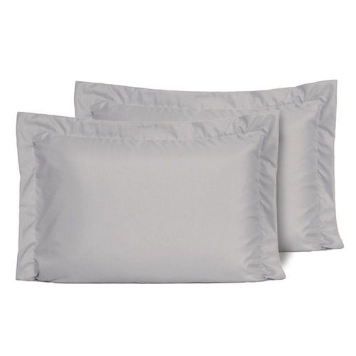 Kit 2 Fronhas Slim Com 3 Abas 50cm X 70cm Micropercal 200 Fios - Cinza