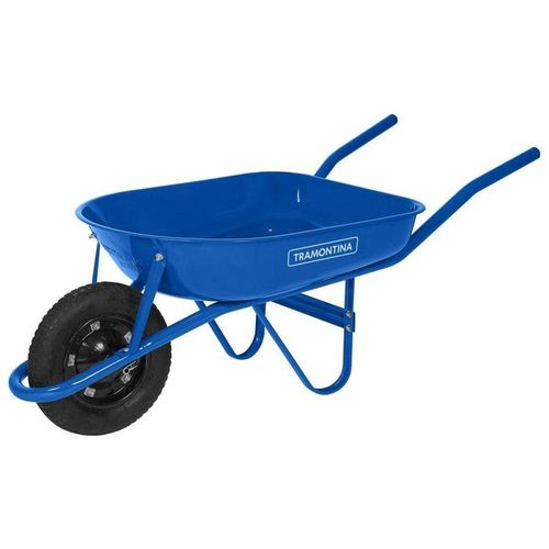 Carrinho de Mão com Caçamba Redonda Metálica Azul 50l Braço Metálico e Pneu Com Câmara - Tramontina