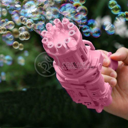 Máquina Elétrica Lança Bolhas Sabão Infantil Rosa