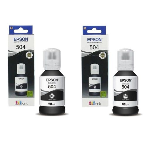 Kit 2 Refil Preto Tinta T504 504 Epson L4150, L4160, L6161