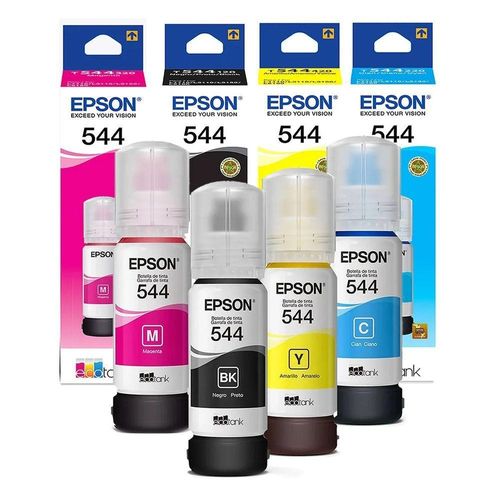 Kit 4 Tintas Epson 544 T544 Para Impressora L-3110 L-3150 L-3250 - Refill