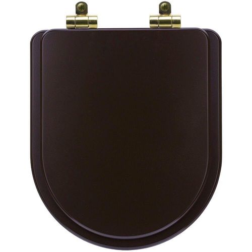 Tampa De Vaso Poliéster Com Amortecedor Level Marrom Fosco Para Bacia Deca Com Ferragem Dourada