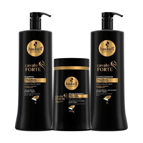 Kit Shampoo Condicionador E Máscara Hidratação E Fortalecimento Haskell Cavalo Forte 1l