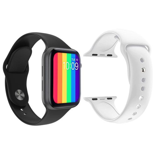 Kit 1 Smartwatch W26 Tela Infinita Preto + 1 Pulseira Branco