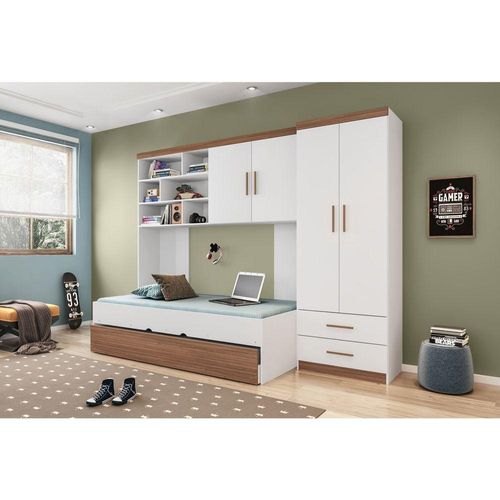 Jogo De Quarto Infantil Com 4 Peças Com 4 Portas E 2 Gavetas Chiara Cor Carvalho Phoenix Baby