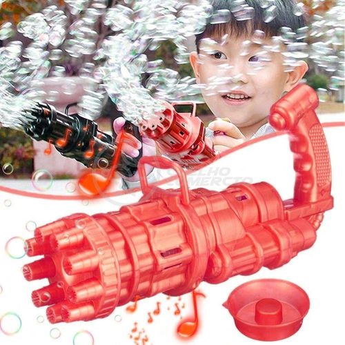 Máquina Elétrica Lança Bolhas Sabão Vermelho