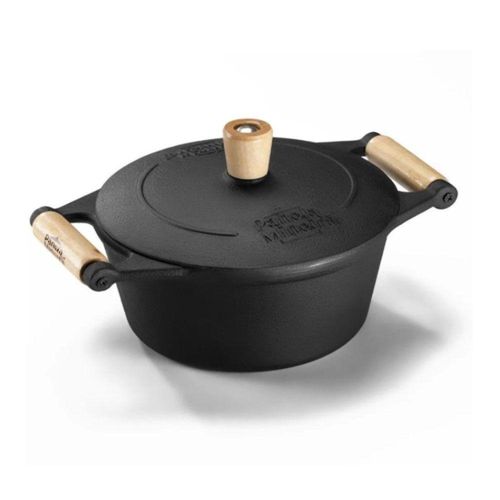 Caçarola Tradição 20 Cm 2,5 L Em Ferro Fundido E Alça De Madeira Panela Mineira