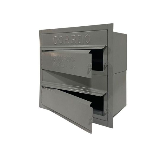Caixa De Correios Condomínio 2 Módulos Tamanho 15x28x28cm Aço Cinza
