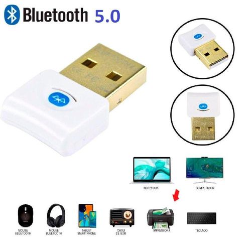 Adaptador Usb BT 5.0 Csr Dongle Para Pc E Notebook Branco