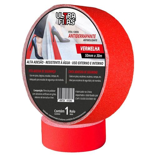 Fita Antiderrapante 50 Mm X 30 Metros - Vermelha