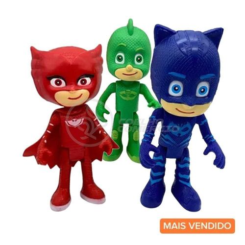 Kit 3 Bonecos Brinquedos Pjmasks Grandes 14Cm