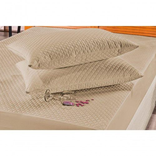 Kit Protetor De Travesseiro Impermeável Bia 02 Peças - Cáqui