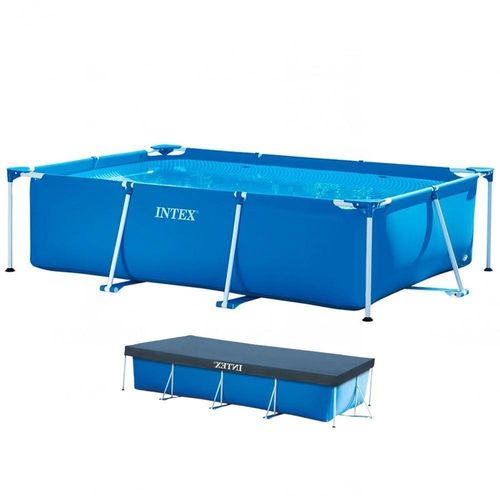 Piscina Estrutural Retangular Litros Pvc Armação + Capa Intex