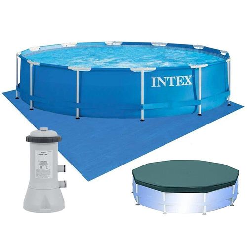 Piscina Estrutural Litros Armação Azul + Capa + Filtro 110v + Forro - Intex