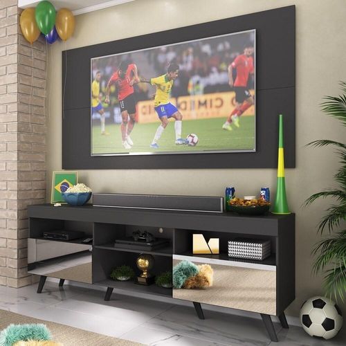 Rack C/ Painel 65" Com Espelho Holanda Br3138 Preto