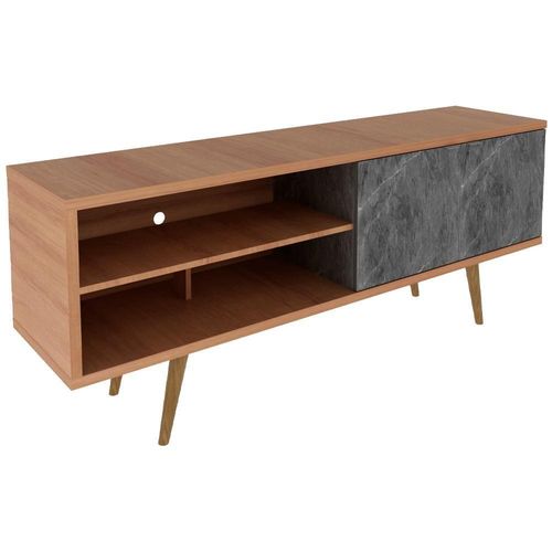 Rack Tv 55 Pol 160 Cm 2 Portas R1482 Amendoa Marmore