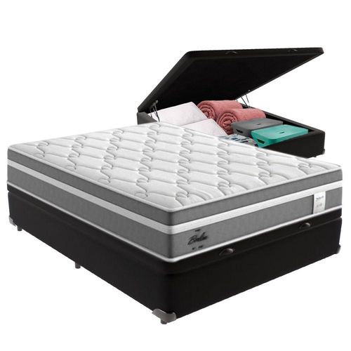 Cama Box Baú Casal E Colchão Molas Ensacadas Berlim Probel Cor:preto