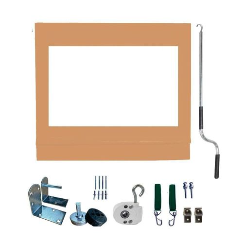 Toldo Cortina Ocre C/ Visor - 2,80m X 1,60m - Kit Completo