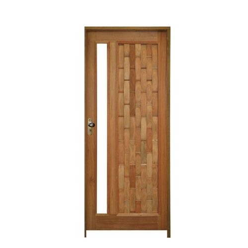 Kit Porta Couro Em Pé Com Visor 92 X 2.10 Batente 14 Cm Fechadura Externa Lado Direito - Rodam