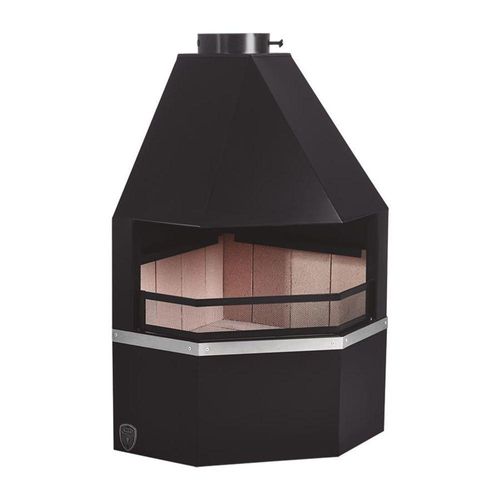 Lareira De Canto Grande C Kit Instalação Preto Fornos Pinhal